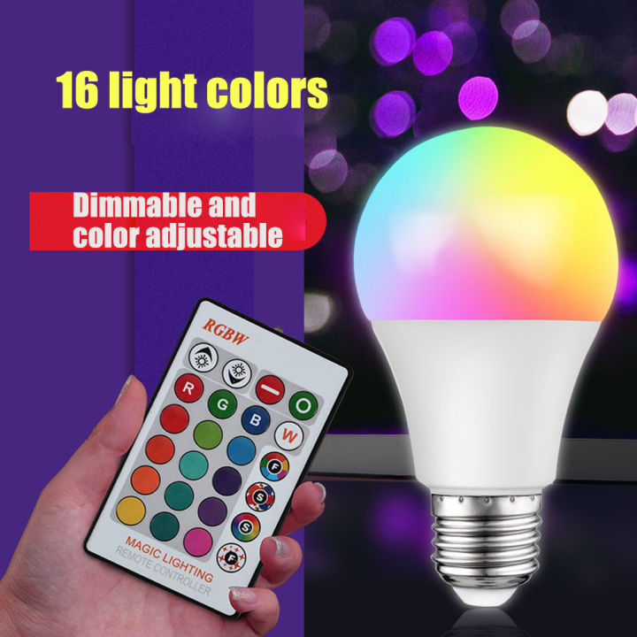 16Colors RGB LED Bulb Light Adjustable E27 5W 7W 10W 5W Screw Remote Control Change with Memory Ambient for Disco Bar