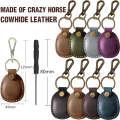 Airtag Holder Keychain-Genuine Leather Holder, Handmade Air Tag Case Scratch-Resistant Key Chain Ring Dog Collar,Luggage Cover. 