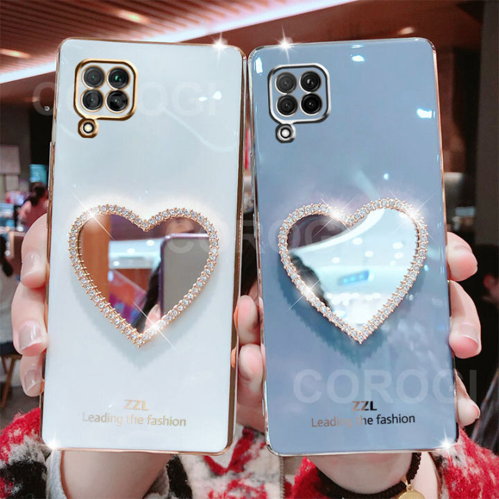 For%20Samsung%20Galaxy%20A12%20/%20M12%20Cover%20with%20Makeup%20Mirror%20Shiny%20Plating%20Square%20Bumper%20Girls%20Phone%20Case%20Soft%20TPU%20Silicone%20Shockproof%20Protective%20Back%20Cover%20-%20Image%204