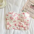 Floral Corset Vest Adjustable Sweet Lace Crop Top Mesh Tube Top for Casual Evening Out Summer Wear Apparel Young Adults. 