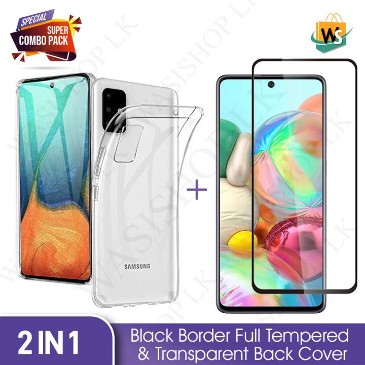 2in1 Black Border Full Tempered Glass Clear Transparent Back