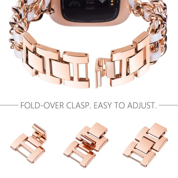 Dressy%20Bracelet%20for%20Fitbit%20Versa%204/%20Sense%202%20Smartwatch%20Band%20Strap%20for%20Fitbit%20Versa%202/3%20Watchband%20Wristband%20Rose%20Gold%20Link%20Chain%20Girlymax%20Store%20-%20Image%203