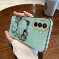 For Huawei Nova Y91 Y90 Y71 Y70 Y61 Back Cover with Cute Cat Makeup Mirror Stand Bracket Luxury 6D Plating Shiny Bling Case Square Edge Soft Silicone Mobile Phone Cases Pouch Girls. 