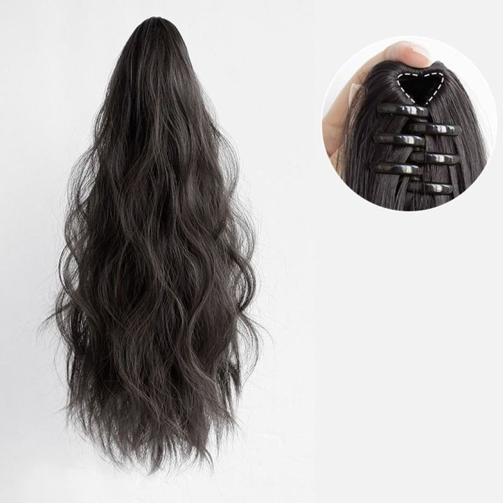 Smooth Invisible Water Wave Wavy False Long Synthetic Girls Heat Resistant Fiber Pony Tail Hairpiece Claw Clip Ponytail Ponytail Wig Hair Extension