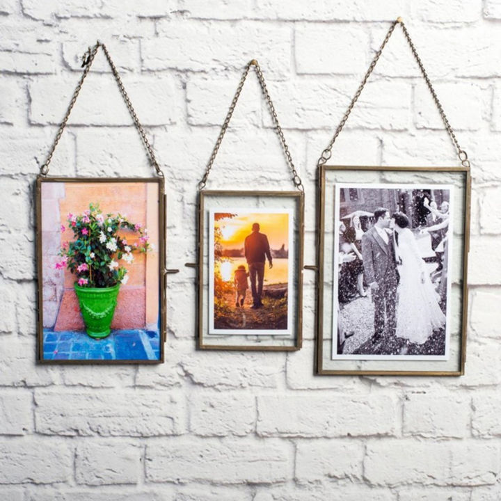 Interior Decoration Photo Frames Hanging Clear Glass Hanging Frame Photo Frame For Pictures Rectangle Wall Hang Frame