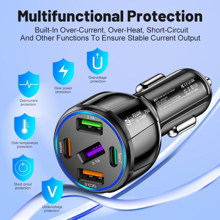 5%20Ports%2075W%20Car%20Charger%20Fast%20Charging%20Type%20C%20Quick%20Charge%203.0%20Phone%20Charger%20Adapter%20For%20iPhone%2012%2013%20Huawei%20P40%20P50%20usb%20c%20charge%20-%20Image%205