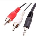 1.5M 3.5 MM Male Jack to AV 2 RCA Male Stereo Music Audio Cable Cord AUX for Mp3 Pod Phone TV Sound Speakers. 