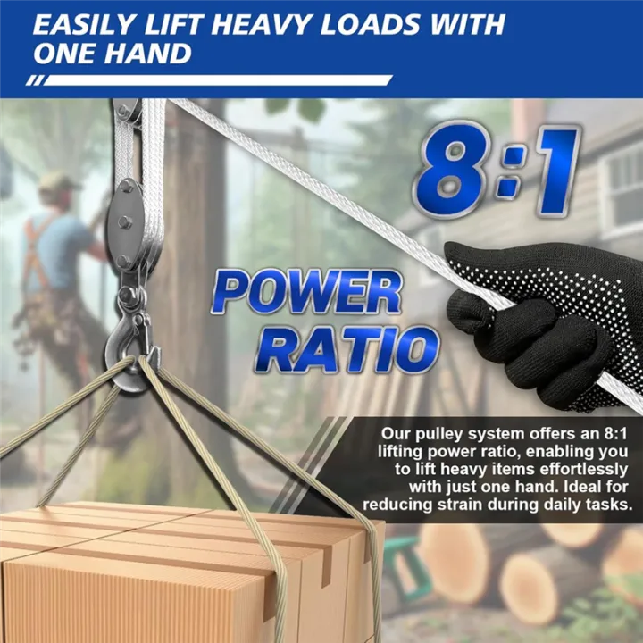Block%20and%20Tackle%20Pulley%20System,%204-Wheel%20Rope%20Pulley%20Hoist,2200LB%20Work%20Load%20with%2065Ft%20of%201/4%20Inch%20Rope,Compact%20Rope%20White%20-%20Image%204
