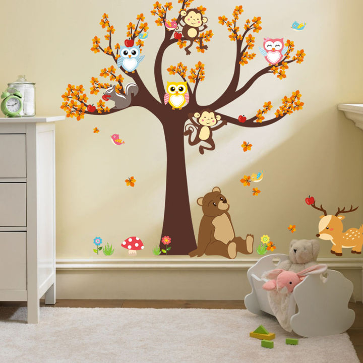 Animal%20Tree%20Cartoon%20Elephant%20Giraffe%20Animals%20Theme%20Wall%20Art%20Decal%20Sticker%20Decoration%20for%20Living%20Room%20Nursery%20Baby%20Girl%20Boy%20Kid%20Children's%20Room%20Bedroom%20Decoration%20-%20Image%203