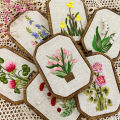 Embroidery Starter Kit Including Colored Threads Needles Hoops Instructions Flower Grass Leaves Pattern Mini Cross Stitch Kit. 