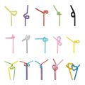 100~300pcs Straw Flexible Plastic Bendable Drinking Straw Household DIY Styling Kitchen Supply Portable TMZ. 
