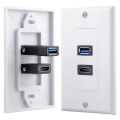 3X 2Port HDMI+USB 3.0 Female Wall Face Plate Panel Outlet Socket Extender White. 