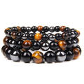 Obsidian Tiger Eye Hematite Bracelet Triple Protection Jewelry Bangle T1M0. 