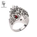 Sunny Men's Eagle Head Band Finger Ring Vintage Jewelry Rhinestone Inlaid Party Gift. 