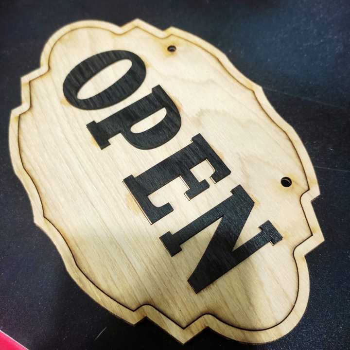 Open Close sign board made with veenor Wood | Daraz.lk