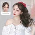 Wig, bow, ponytail, long wavy, everyday, soft, party, synthetic, natural, hairy, feminine curls, red knot, ponytail, bow, vintage wig. 