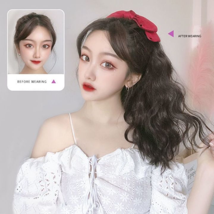 Wig,%20bow,%20ponytail,%20long%20wavy,%20everyday,%20soft,%20party,%20synthetic,%20natural,%20hairy,%20feminine%20curls,%20red%20knot,%20ponytail,%20bow,%20vintage%20wig%20-%20Image%202