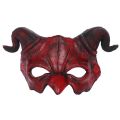 Halloween Masquerade RP Mask Scary Red Half Face Horn Devil Mask for Cosplay Costume. 