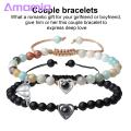Long Distance Couple Bracelet 2pcs His Her Matching Bracelets 100 Languages I Love Couple Bracelets Adjustable Beads Jewelry Gift Heart Pairing Couple Necklace. 
