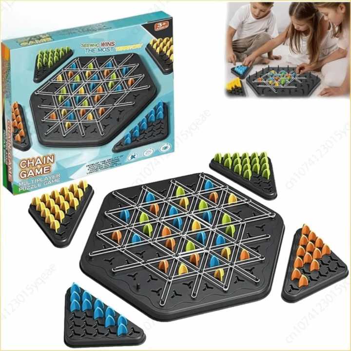 Educational Rubber Band Geometry Chain Triangle Chess Interactive Battle Duel Board Strategy Game Puzzle Game Toy Kids Game