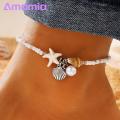 Seashell Anklet Jewelry Boho Beach Anklet Bracelet Handmade Shell Beaded Foot Chain with Adjustable Braided Conch Starfish Charm Stylish Foot Jewelry Adjustable Beach Anklet. 