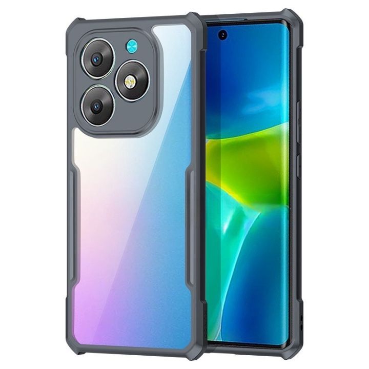 【ALLGOOD】Tecno Spark20 Go 2024 Acrylic Clear Casing For Tecno Spark Go 2024 Transparent TPU Soft Shockproof Bumper Edge Anti Drop Camera Protective Phone Case Back Cover