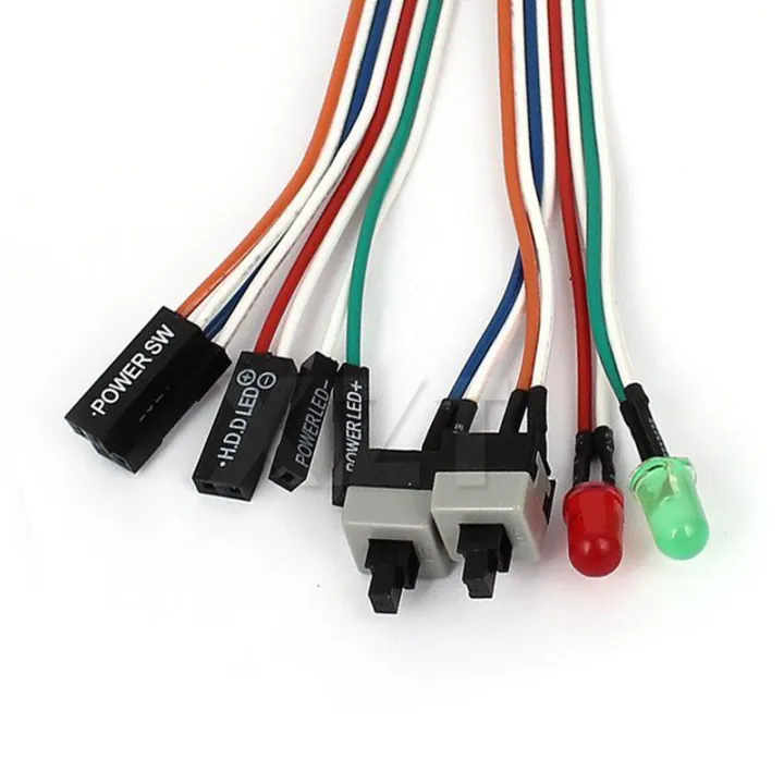 Hot Pc Case Red Green Led Lamp Atx Power Supply Reset Hdd Switch Lead ...
