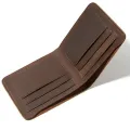 【ZIME】 Casual  Handmade Men Wallet Original  Cow Leather Purse Small Horizontal Bifold Wallet for Men. 