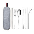 8Pcs Stainless Steel Cutlery Set, Travel Outdoor Utensil with Carrying Case. 