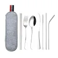8Pcs Stainless Steel Cutlery Set, Travel Outdoor Utensil with Carrying Case. 