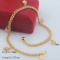 Seval Style Women Ladies Yellow Gold Color Link Ball Heart Anklets Chains. 