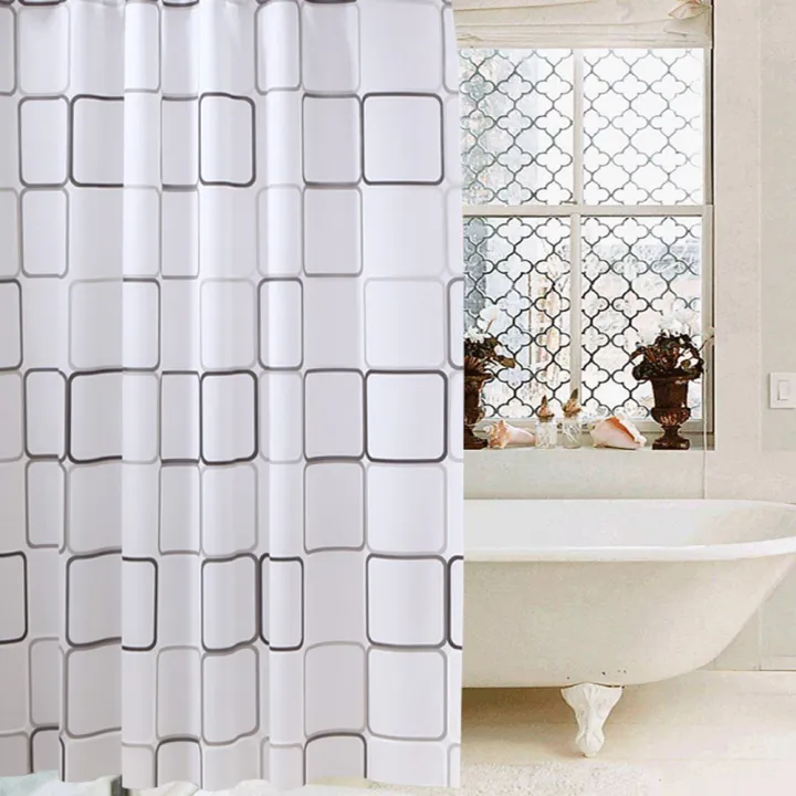 Waterproof%20Shower%20Curtain%20PEVA%20Fabric%20Bathroom%20Home%20Hotel%20Bath%20Drape%20With%20Hooks%20-%20Image%207