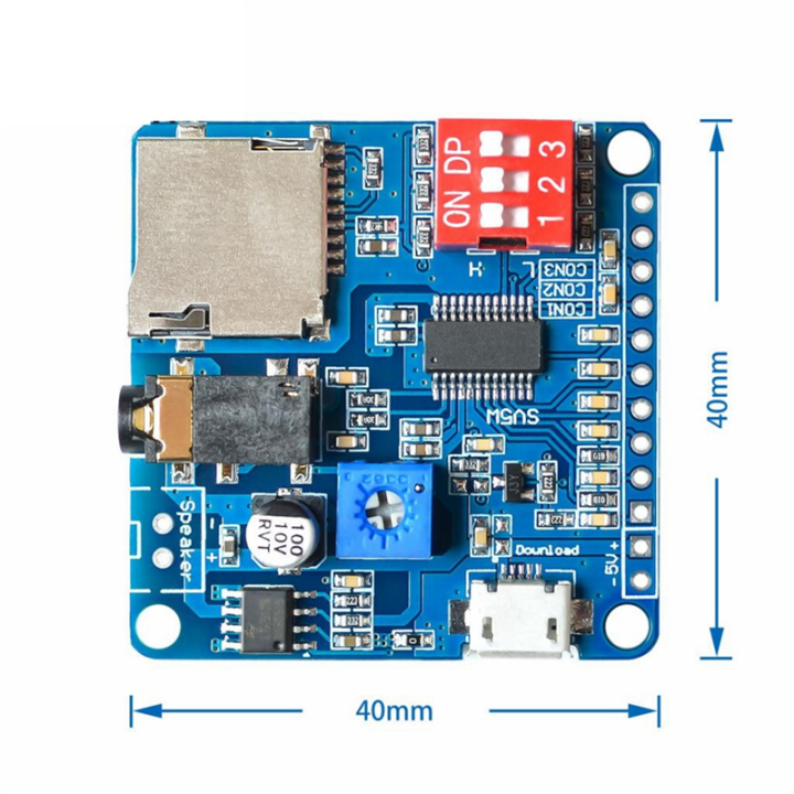 Sprachwiedergabe-Modul, DY-SV5W MP3-Player IO-Trigger-Wiedergabe MP3-Triggerverstärker Klasse D 5W mit serieller Steuerung Sprachwiedergabe-Modul, DY-SV5W MP3-Player IO-Trigger-Wiedergabe MP3-Triggerverstärker Klasse D 5W mit serieller Steuerung