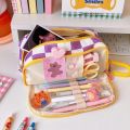 【HOT】 Kawaii Checkerboard Pencil Case Back To School For Girls Large Capacity Pen Bag School Supplies Cute Korean Stationery. 