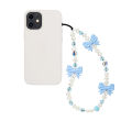 Korean Fashion Pink Bowknot Phone Charm Imitation Pearl Beaded Chain for Phone Case Cute Mobile Straps Y2K Accessories Wholesale. 
