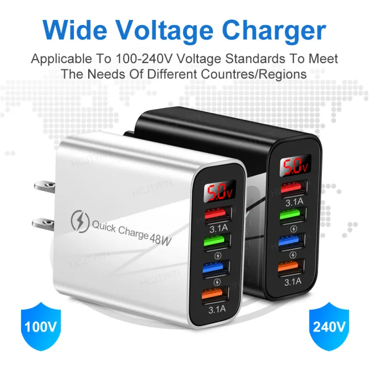 TONHA%2048W%20Quick%20Charger%203.0%20Fast%20Charge%204%20Port%20USB%20Wall%20Plug%203.1A%20Digital%20Display%20Fast%20Charger%20Adapter%20UK/EU/US%20Plug%20Wall%20Charger%20Wall%20Adapter%20For%20Huawei%20Samsung%20Vivo%20Oppo%20Xiaomi%20iPhone%20Honor%20Realme%20OnePlus%20-%20Image%204