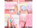 Pencil Case Pouch Plush Fluffy Faux Fur Korean Cute Kawaii School Stationery Makeup Pouch Rabbit Fur Ball Rainbow. 