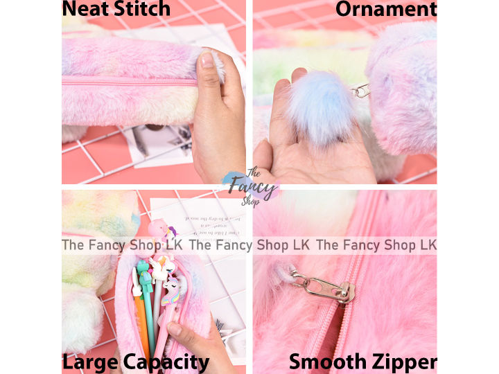 Pencil%20Case%20Pouch%20Plush%20Fluffy%20Faux%20Fur%20Korean%20Cute%20Kawaii%20School%20Stationery%20Makeup%20Pouch%20Rabbit%20Fur%20Ball%20Rainbow%20-%20Image%204