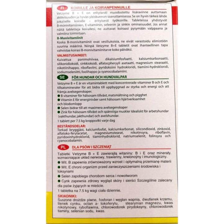 Vetzyme%20B%20Plus%20E%20200%20Tablets%20With%20Zinc%20&%20Selenium%20(Dog%20Vitamin%20Supplement)%20-%20Image%203