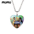 2022 New Tinkerbell Heart Necklace Fairy Glass Printed Photo Pendant Handmade Jewelry S Children. 