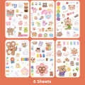 Panda Online 6 Sheets Cute Cartoon Series PVC Stickers Album Diary Journal Decorative Crafts Scrapbooking DIY Sticker. 