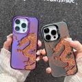 Casing For iPhone 11 12 13 Pro X XS Max XR Cellphone Case Hard Silver Black White Colorful Matte IMD New Year Chinese Dragon Laser Style Lucky Fashion Cartoon Shockproof Hot Cover INS Cute. 