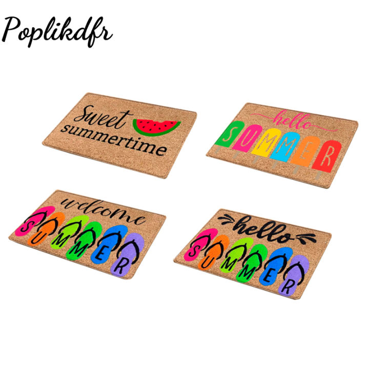 Summer Hello Doormat 40 x 60cm/60 x 90cm Anti Slip Wear-resistant Floor Mat For Bedroom Bathroom Entrance