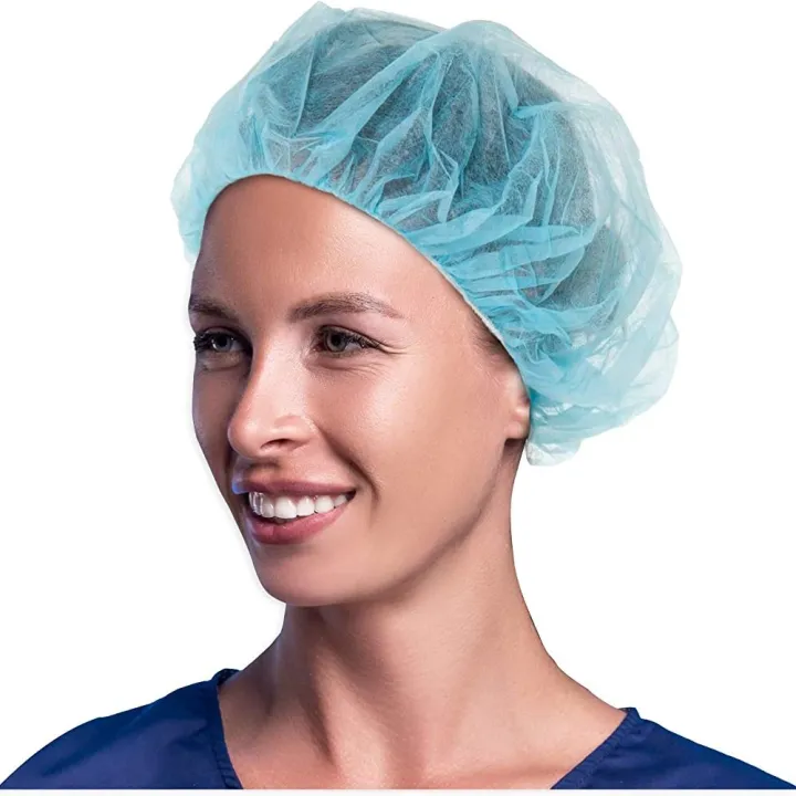 Disposable%20Surgical%20Hair%20Caps%20/%20Hair%20Nets%20Elastic%20Hat/%20Stretchable%20Blue%20Bouffant%20Caps(10%20Pcs)%20-%20Image%202