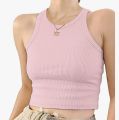 Girls / Women's Round Neck Crop Top, Racerback Camisole Rib-Knit Solid Sleeveless Crop Tank Top. 