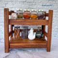 Wooden Cosmetics Rack / Solid Wood 2 Tier Tea corner Rack for Kitchen / Wooden Spices Rack for Kitchen Countertop/ Storage Stand. 