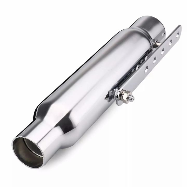 Universal%2012''%20Shorty%20Motorcycle%20Exhaust%20Pipe%20For%20Harley%20Chopper%20Cafe%20Racer%20Silver%20-%20Image%204