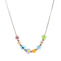 Korean Simple Cute Fashion Alloy Chain Jewelry Colorful Flower Beads Pendant Necklace For Women Girls. 