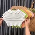Kids T-shirt 2022 New POLO Shirt Short-Sleeved Baby Girl Summer Fashion Korean Version Simple Wild Top Thin T-shirt. 