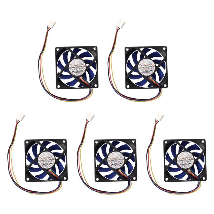 5X 12V DC 32 70mm 4-Pin Computer Case CFM PWM CPU PC Fan Blue & Black ...